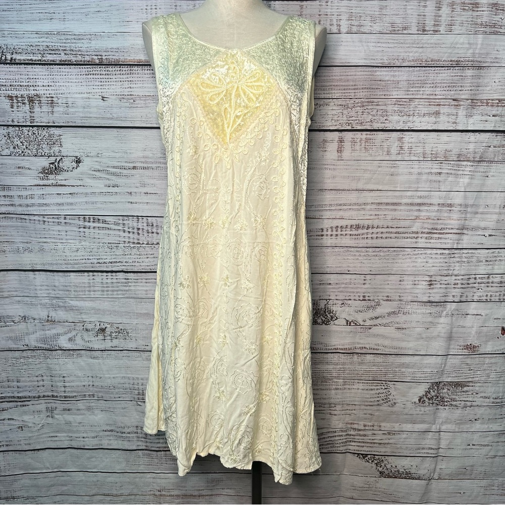 Flair XL Cream White Bridal‎ Sleeveless Dress Fairy Wedding Boho Ren Fair Dress